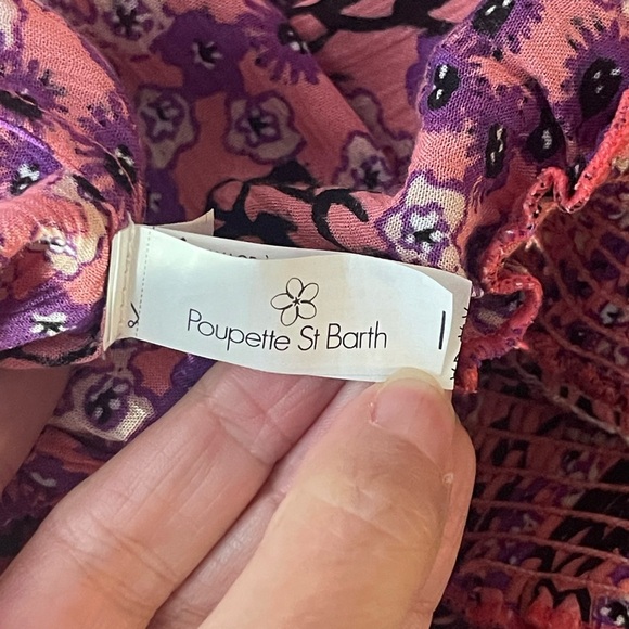 POUPETTE ST BARTH Amora Romper in Pink Purple Fressia Floral V-Neck Romper Med - Picture 5 of 8